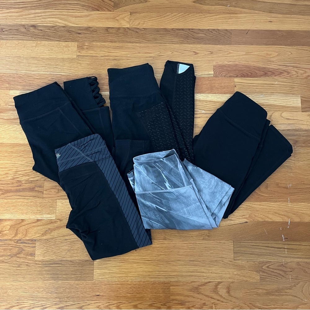 5 pairs of leggings - XXS crop Athleta and Zella black